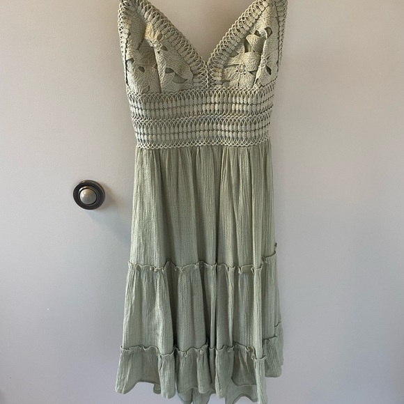 Sage Green Tiered Ruffled Midi Sundress - Picture 1 of 3